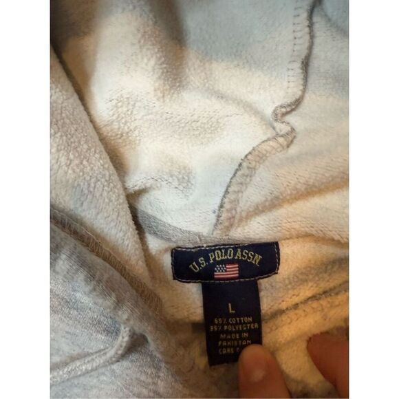 Size L - US Polo Assn.  1890 Grey  Embroidered logo‎ Hoodie Sweatshirt Large - Picture 3 of 4